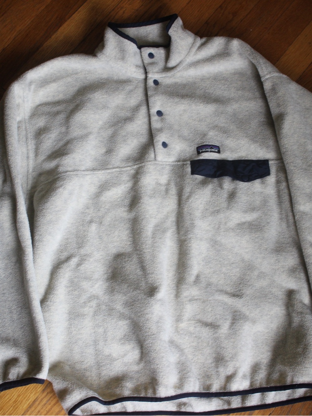Patagonia Men's Synchilla Snap-T Fleece Pullover XL Cream/Oatmeal Navy 